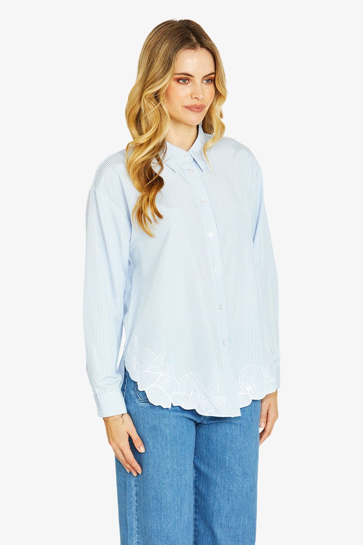 Elena Embroid Hem Shirt (P605308)