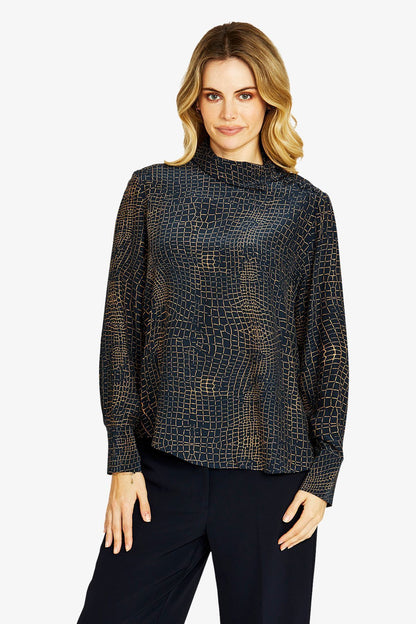 Alligator Button Blouse (P605319)