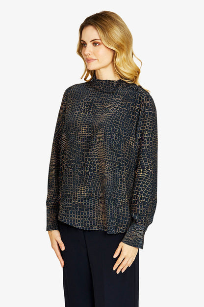 Alligator Button Blouse (P605319)