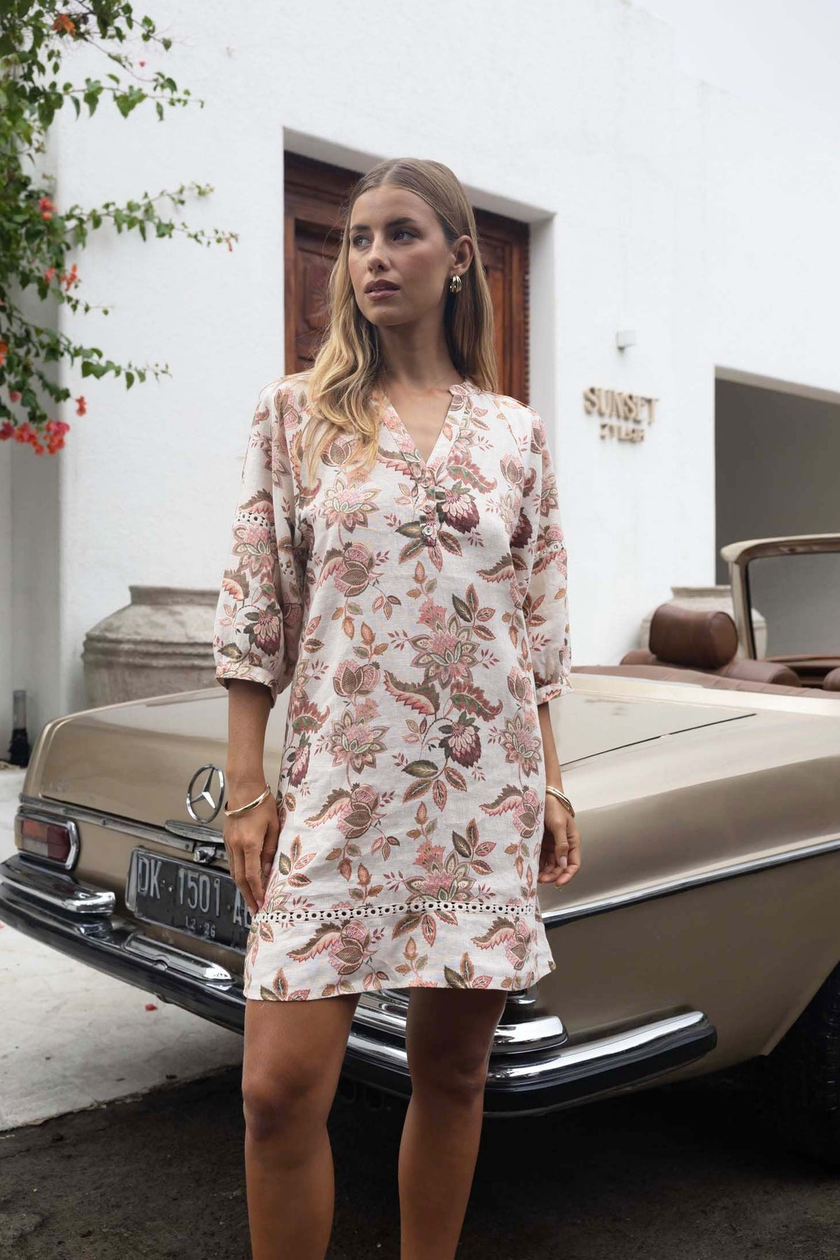 BOHEMIAN ROSE SHIFT DRESS (HS26206)