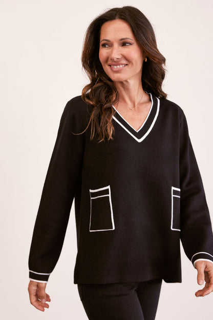 Wool V Neck Pocket Sweater (SS248)
