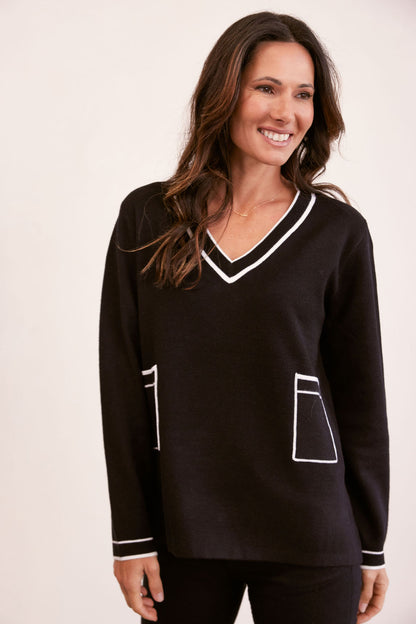 Wool V Neck Pocket Sweater (SS248)