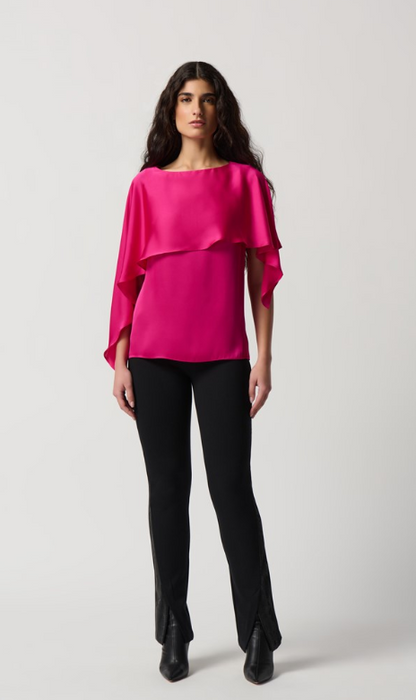 Satin Layered Top With Boat Neck (234023)