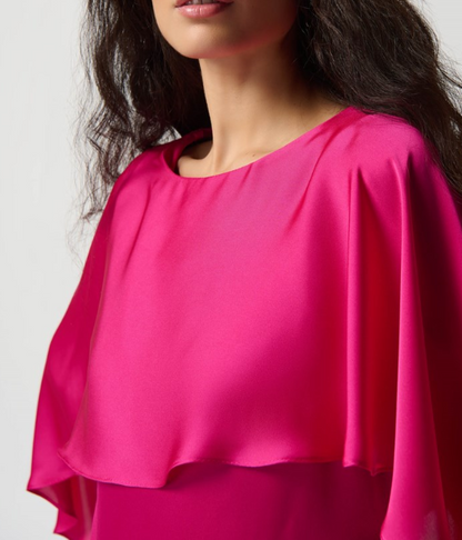 Satin Layered Top With Boat Neck (234023)