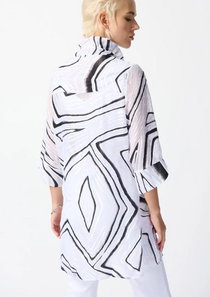 Burnout Organza Abstract Print A-Line Blouse (242171)