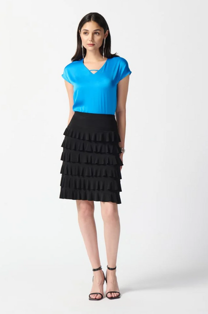 Silky Knit A-Line Ruffled Skirt (242044)
