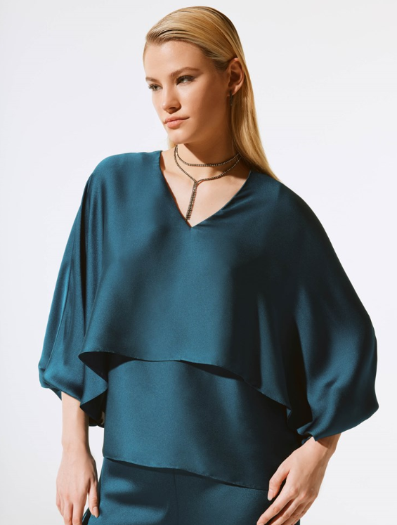 Satin V-Neck Layered Top (243790)