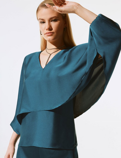 Satin V-Neck Layered Top (243790)