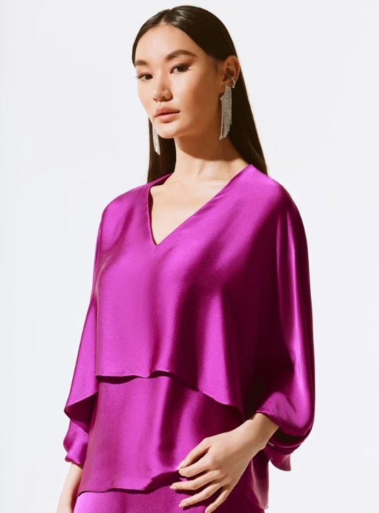 Satin V-Neck Layered Top (243790)