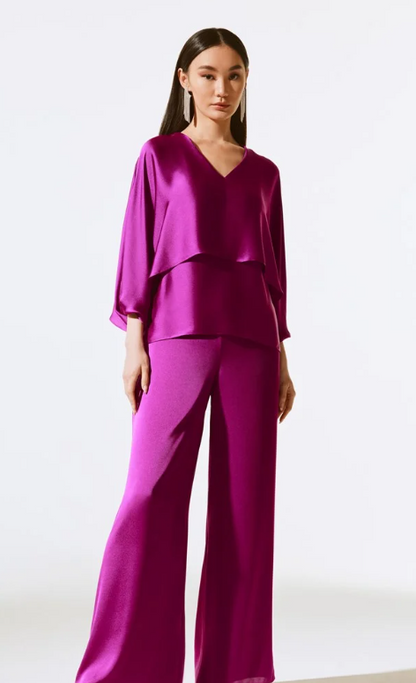 Satin V-Neck Layered Top (243790)