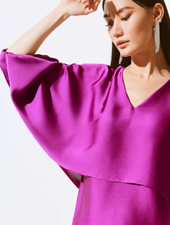 Satin V-Neck Layered Top (243790)