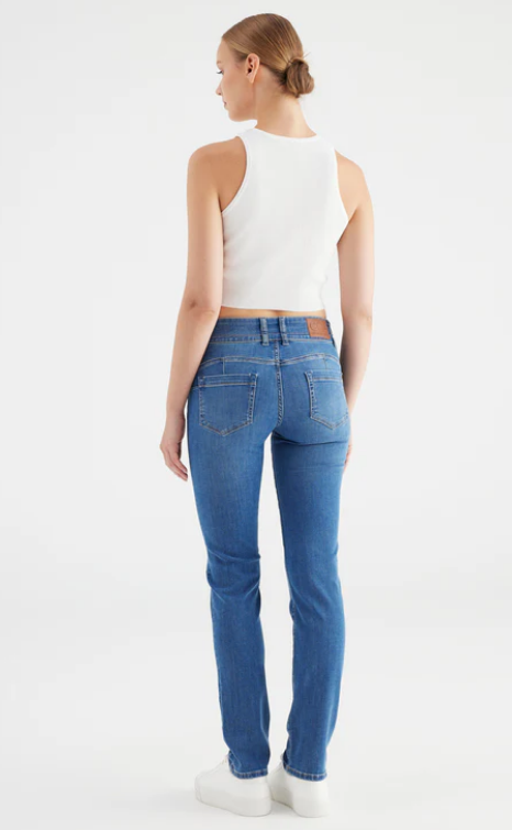 Mid Waist Regular Length Push-Up 5 Pocket Jeans (Juliet)
