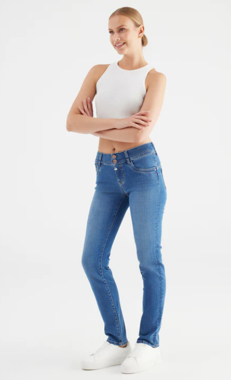 Mid Waist Regular Length Push-Up 5 Pocket Jeans (Juliet)