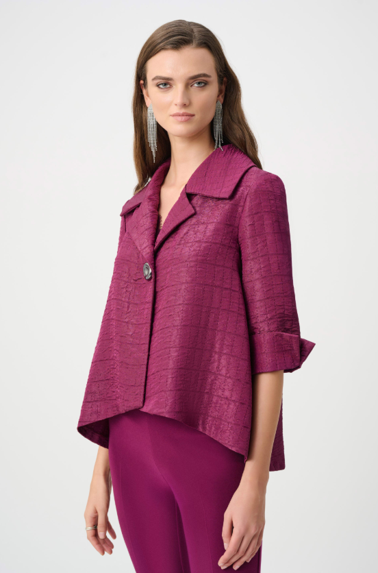 Signature | Textured Jacquard Notch Collar Swing Jacket (263760)