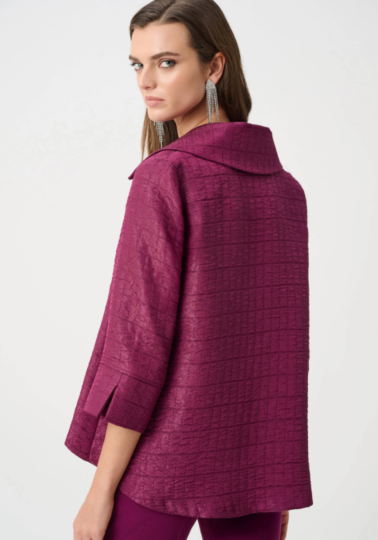 Signature | Textured Jacquard Notch Collar Swing Jacket (263760)