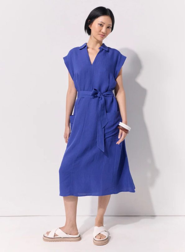 Pleat Back Short Sleeve Shirtdress (YTMP9399)
