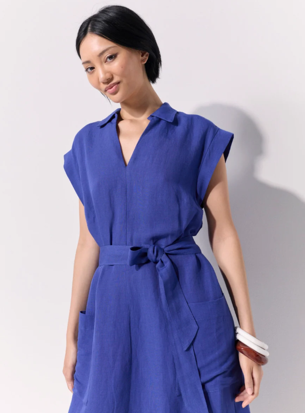 Pleat Back Short Sleeve Shirtdress (YTMP9399)