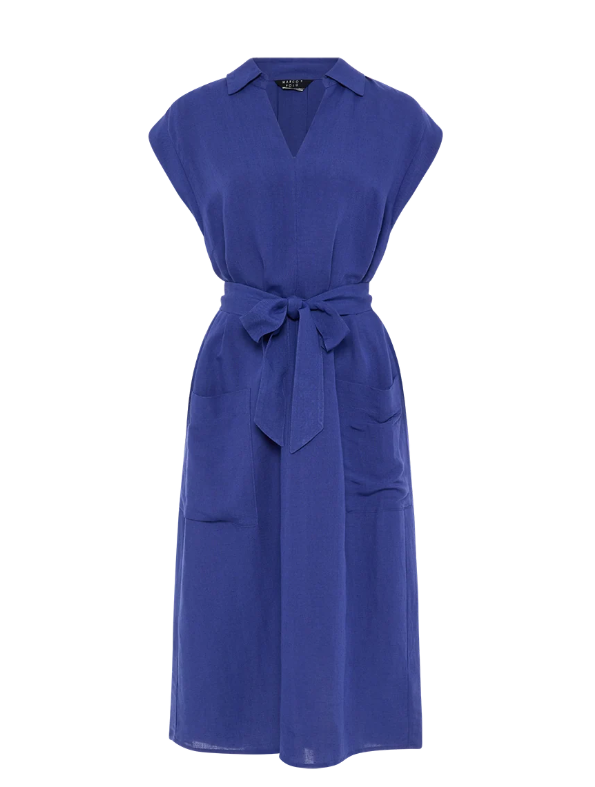 Pleat Back Short Sleeve Shirtdress (YTMP9399)