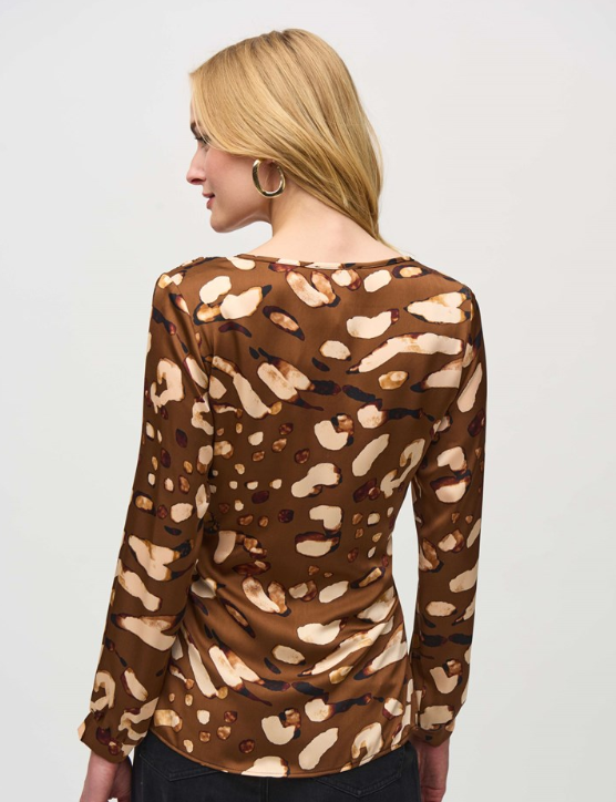 Satin Animal Print Belted Top (244068)