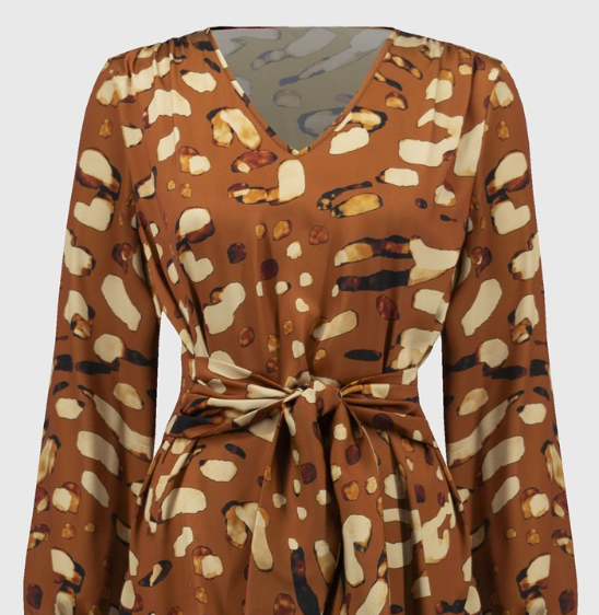 Satin Animal Print Belted Top (244068)