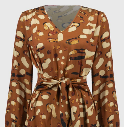 Satin Animal Print Belted Top (244068)