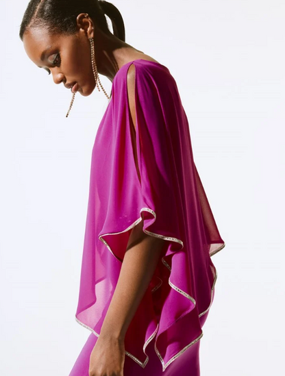 Signature | Chiffon And Silky Knit Poncho Dress (243797)