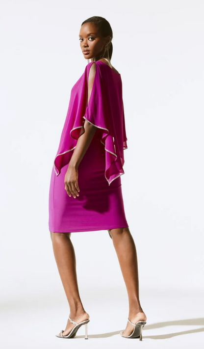 Signature | Chiffon And Silky Knit Poncho Dress (243797)