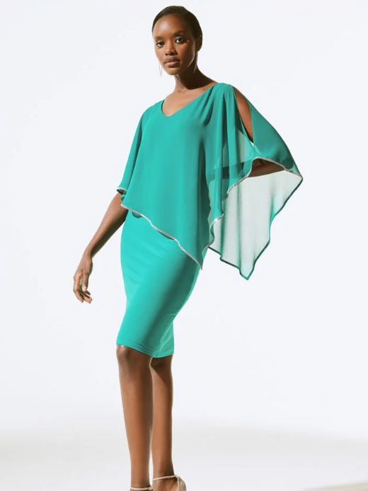 Signature | Chiffon And Silky Knit Poncho Dress (243797)