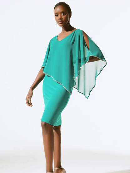 Signature | Chiffon And Silky Knit Poncho Dress (243797)