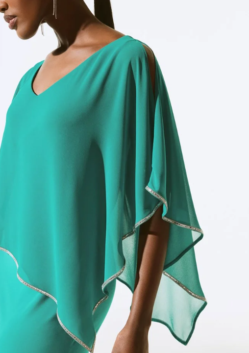 Signature | Chiffon And Silky Knit Poncho Dress (243797)