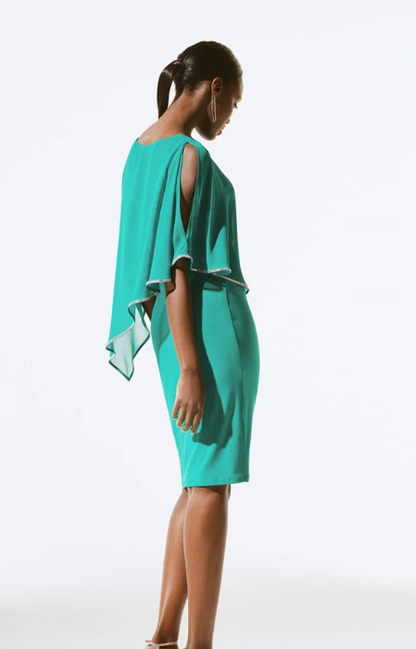 Signature | Chiffon And Silky Knit Poncho Dress (243797)