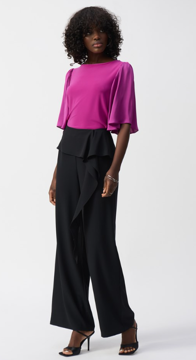 Woven Wide Leg Pants With Front Tie (251211)
