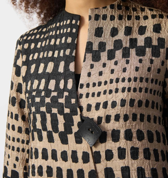 Jacquard Geometric Print Trapeze Jacket (251178)