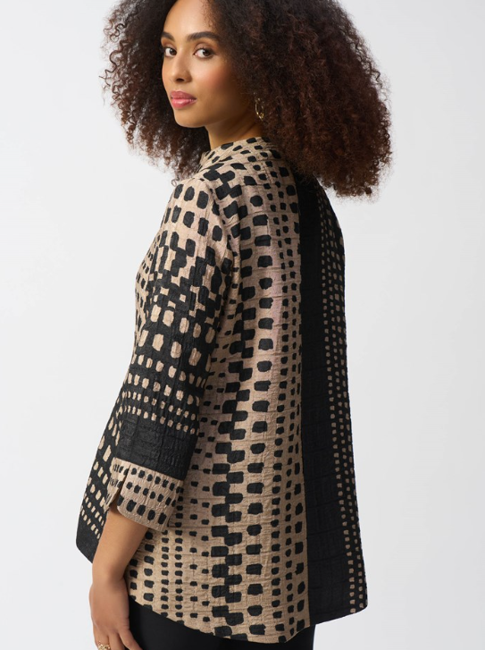 Jacquard Geometric Print Trapeze Jacket (251178)