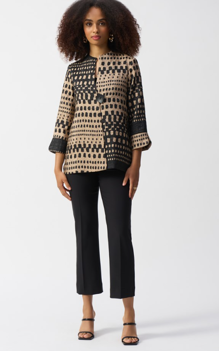 Jacquard Geometric Print Trapeze Jacket (251178)