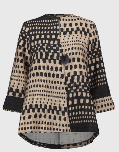 Jacquard Geometric Print Trapeze Jacket (251178)