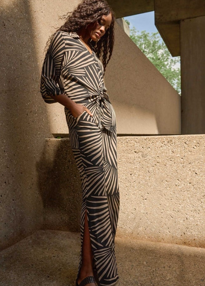 Gauze Tropical Print Wide-Leg Pants (251085)