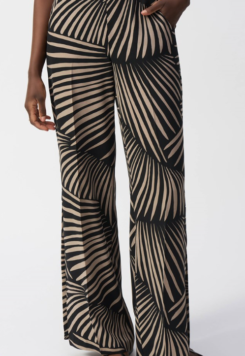 Gauze Tropical Print Wide-Leg Pants (251085)