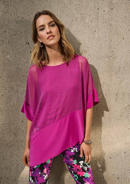 Mesh And Silky Knit Cocoon Top (251092)