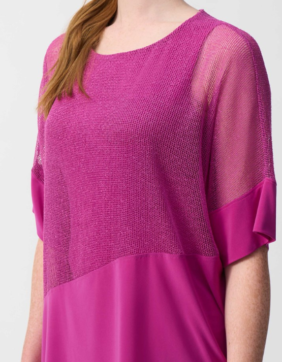 Mesh And Silky Knit Cocoon Top (251092)