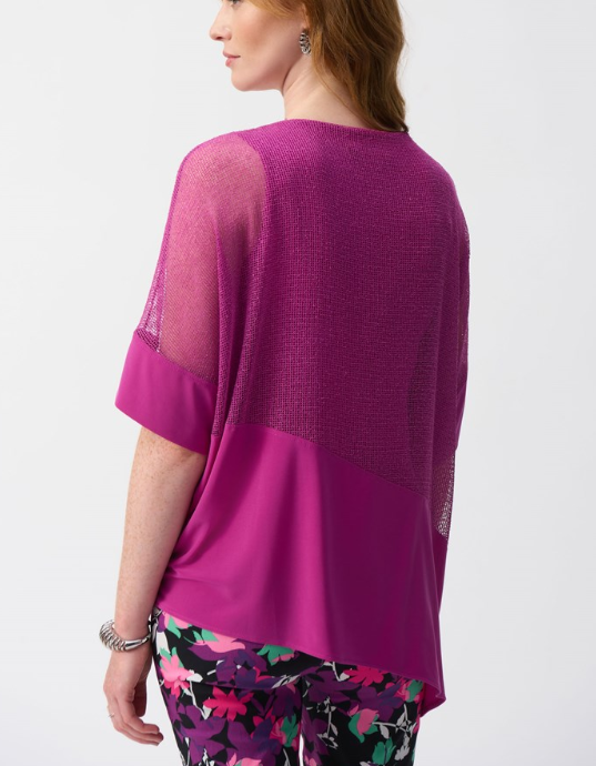 Mesh And Silky Knit Cocoon Top (251092)