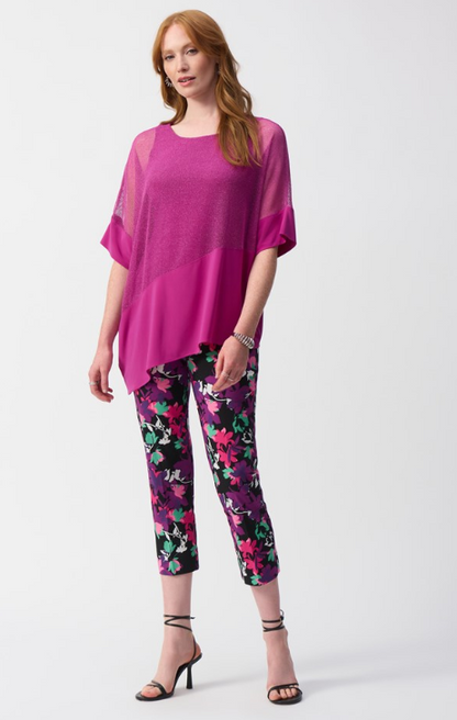 Mesh And Silky Knit Cocoon Top (251092)