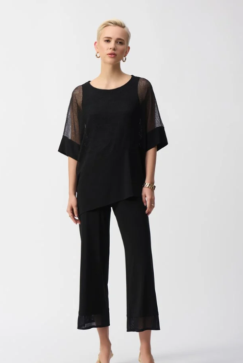 Mesh And Silky Knit Cocoon Top (251092)