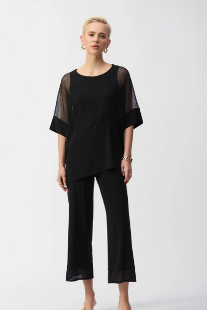 Mesh And Silky Knit Cocoon Top (251092)