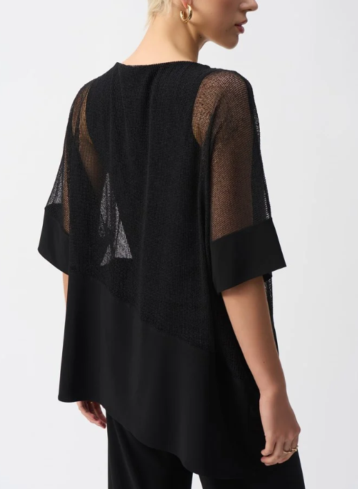 Mesh And Silky Knit Cocoon Top (251092)