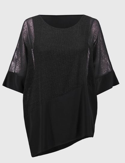 Mesh And Silky Knit Cocoon Top (251092)