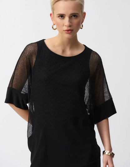 Mesh And Silky Knit Cocoon Top (251092)