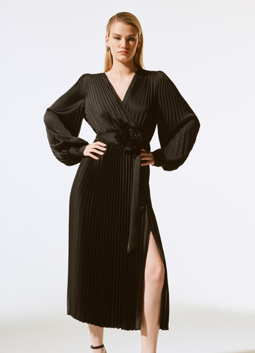 Signature | Satin Pleated Midi Dress (243771)