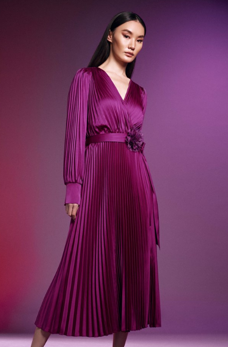 Signature | Satin Pleated Midi Dress (243771)