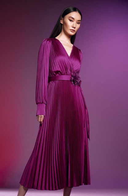Signature | Satin Pleated Midi Dress (243771)